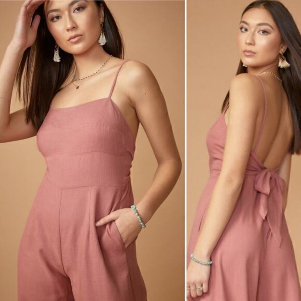 NWT Francesca’s Nancie Tie Back Wide-leg Jumpsuit Size XS - Picture 2 of 7
